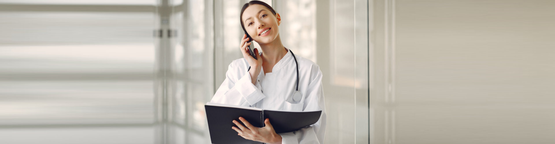 a woman on a telephone